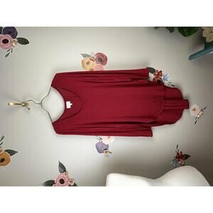 Deletta from Anthropologie Red Long Sleeve Tunic Dress - Size - Small